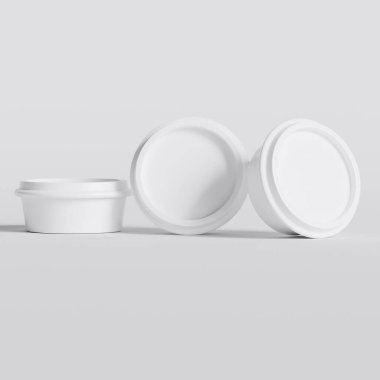 Arka planda izole edilmiş fast food ya da atıştırmalıklar için paket servisi. 3d resimleme