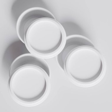 Arka planda izole edilmiş fast food ya da atıştırmalıklar için paket servisi. 3d resimleme