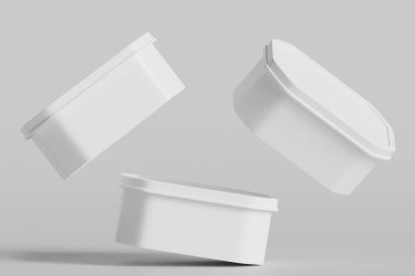 Yiyecek için teneke kutu, dondurma kabı ambalajı 3 boyutlu illüstrasyon