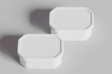 Yiyecek için teneke kutu, dondurma kabı ambalajı 3 boyutlu illüstrasyon