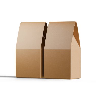Kahverengi el işi kağıt ambalaj şablonu şeffaf arka plan. Paketleme şablonu modelleme koleksiyonu