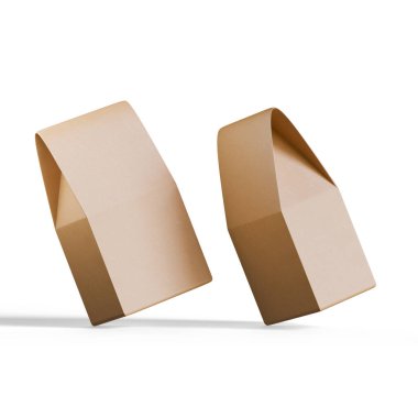 Kahverengi el işi kağıt ambalaj şablonu şeffaf arka plan. Paketleme şablonu modelleme koleksiyonu