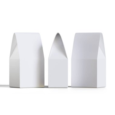 Kese paketleme beyaz kahve rengi ve izole edilmiş arkaplan