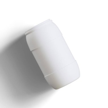 Gerçekçi plastik konteynır fıçısı, beyaz arkaplanda izole edilmiş üç boyutlu resimleme