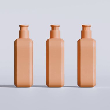 Gri arkaplanda boş etiketli sıvı sabun paketlemesi