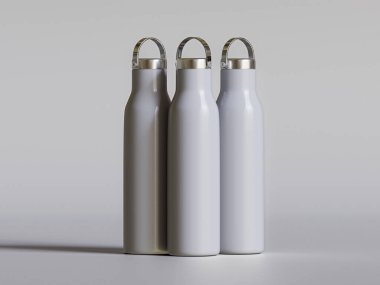 Kapak için su şişesi ve metal doku beyaz arka planda izole edilmiş.