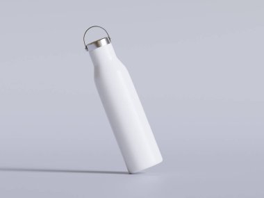 Kapak için su şişesi ve metal doku beyaz arka planda izole edilmiş.