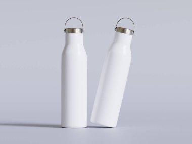 Kapak için su şişesi ve metal doku beyaz arka planda izole edilmiş.