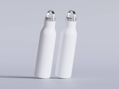 Kapak için su şişesi ve metal doku beyaz arka planda izole edilmiş.