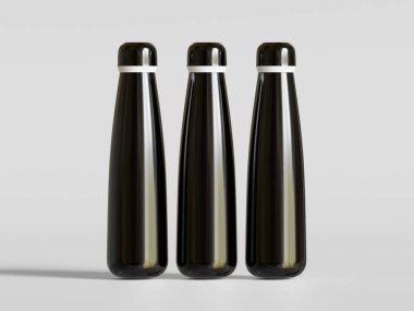 Gri arkaplanda Thumbler siyah rengi, 3B resimleme