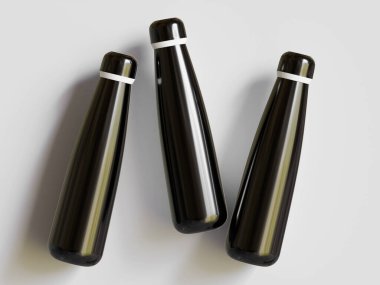 Gri arkaplanda Thumbler siyah rengi, 3B resimleme