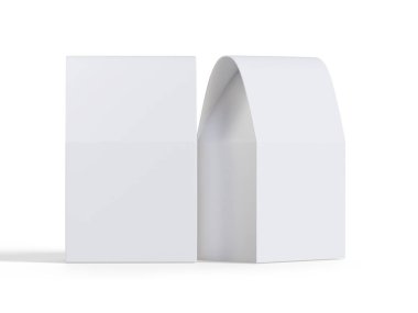 Saydam arkaplan koleksiyonu için beyaz el işi kağıt çanta paketlemesiName