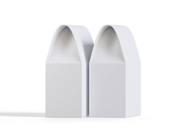 Saydam arkaplan koleksiyonu için beyaz el işi kağıt çanta paketlemesiName