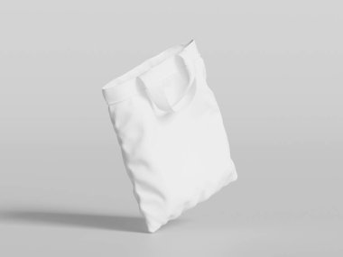 Gerçekçi 3D render Gri arkaplan üzerinde Tote çanta beyaz renk