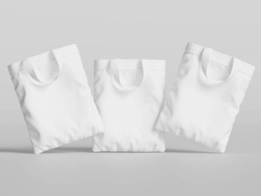 Gerçekçi 3D render Gri arkaplan üzerinde Tote çanta beyaz renk