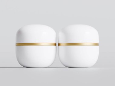 Beyaz renkli Mini çay saklama kabı gerçekçi 3D görüntüleme izole bg