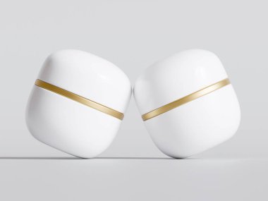 Beyaz renkli Mini çay saklama kabı gerçekçi 3D görüntüleme izole bg