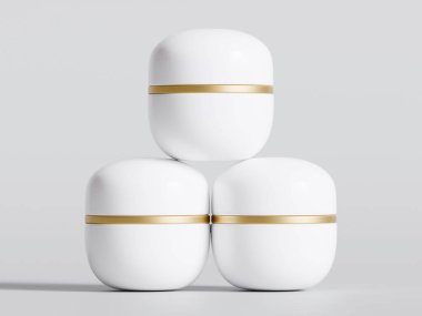 Beyaz renkli Mini çay saklama kabı gerçekçi 3D görüntüleme izole bg