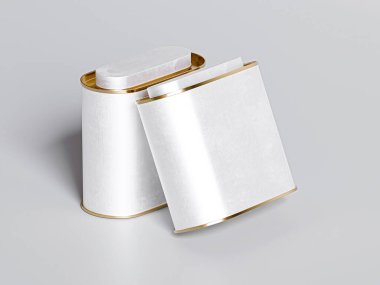 Lid - Metal Mühürlü Jar Tea Kutusu Oval Şekli 3D resimli Büyük Çay Kutuları Paketi