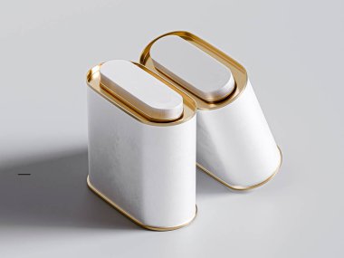 Lid - Metal Mühürlü Jar Tea Kutusu Oval Şekli 3D resimli Büyük Çay Kutuları Paketi