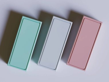 Gri arkaplanda dikdörtgen çay kutusu ambalajı