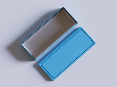 Gri arkaplanda dikdörtgen çay kutusu ambalajı