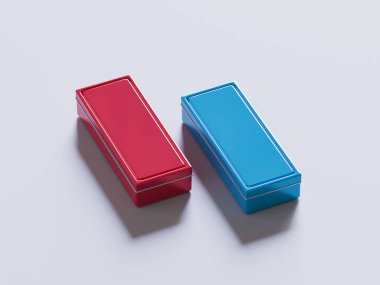 Gri arkaplanda dikdörtgen çay kutusu ambalajı