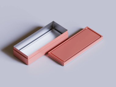 Gri arkaplanda dikdörtgen çay kutusu ambalajı