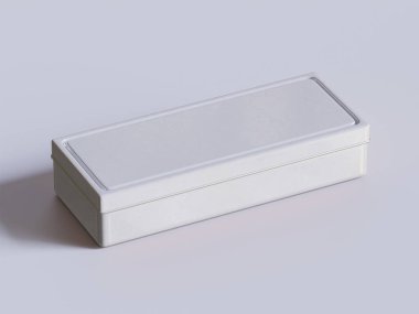 Gri arkaplanda çay teneke kutu ambalajı beyaz renk