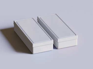 Gri arkaplanda çay teneke kutu ambalajı beyaz renk