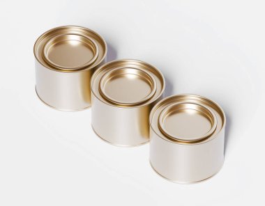 Kapağı beyaz arkaplanda izole edilmiş gerçekçi bir metal kutu.