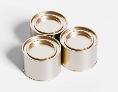 Kapağı beyaz arkaplanda izole edilmiş gerçekçi bir metal kutu.