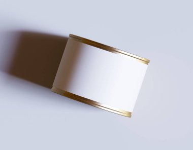 Kapağı beyaz arkaplanda izole edilmiş gerçekçi bir metal kutu.