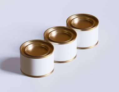 Kapağı beyaz arkaplanda izole edilmiş gerçekçi bir metal kutu.