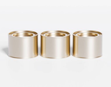 Kapağı beyaz arkaplanda izole edilmiş gerçekçi bir metal kutu.