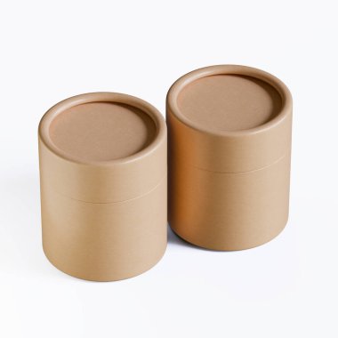 Gerçekçi kağıt tüp paketleme 3 boyutlu resimleme beyaz arkaplanda izole edildi