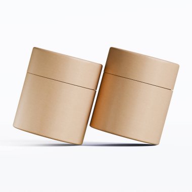 Gerçekçi kağıt tüp paketleme 3 boyutlu resimleme beyaz arkaplanda izole edildi