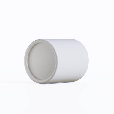 Gerçekçi kağıt tüp paketleme 3 boyutlu resimleme beyaz arkaplanda izole edildi