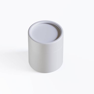 Gerçekçi kağıt tüp paketleme 3 boyutlu resimleme beyaz arkaplanda izole edildi