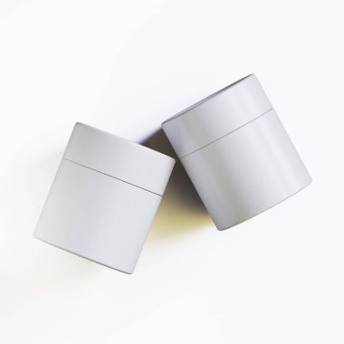 Gerçekçi kağıt tüp paketleme 3 boyutlu resimleme beyaz arkaplanda izole edildi