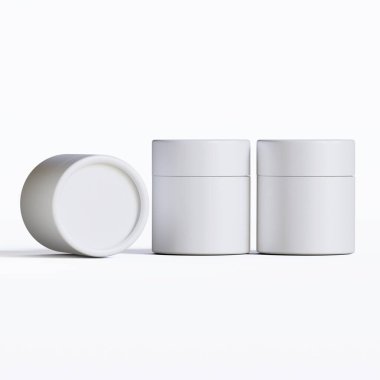 Gerçekçi kağıt tüp paketleme 3 boyutlu resimleme beyaz arkaplanda izole edildi