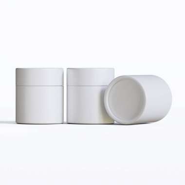 Gerçekçi kağıt tüp paketleme 3 boyutlu resimleme beyaz arkaplanda izole edildi