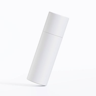 Gerçekçi kağıt tüp paketleme 3 boyutlu resimleme beyaz arkaplanda izole edildi