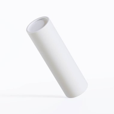 Gerçekçi kağıt tüp paketleme 3 boyutlu resimleme beyaz arkaplanda izole edildi