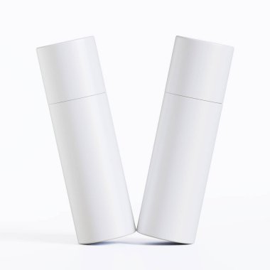 Gerçekçi kağıt tüp paketleme 3 boyutlu resimleme beyaz arkaplanda izole edildi