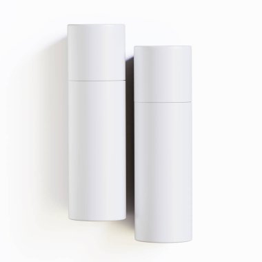 Gerçekçi kağıt tüp paketleme 3 boyutlu resimleme beyaz arkaplanda izole edildi