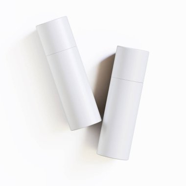 Gerçekçi kağıt tüp paketleme 3 boyutlu resimleme beyaz arkaplanda izole edildi