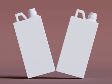 Beyaz plastik kutu 3D resimleme arkaplan rengi