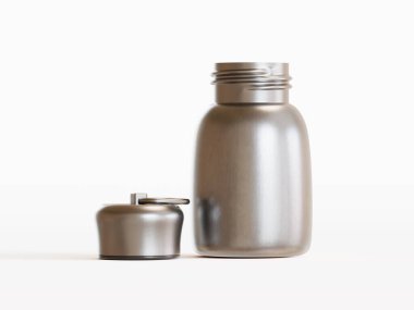 Yalıtılmış şişe ya da bardak suyu izole edilmiş arka plan