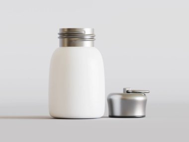 Yalıtılmış şişe ya da bardak suyu izole edilmiş arka plan